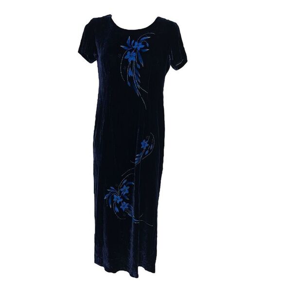 Women’s Whimsy Blue Velvet Maxi Dress XS/S - Picture 1 of 9